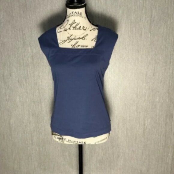 Akris Punto Navy Cap Sleeve Tank Top - Picture 1 of 6